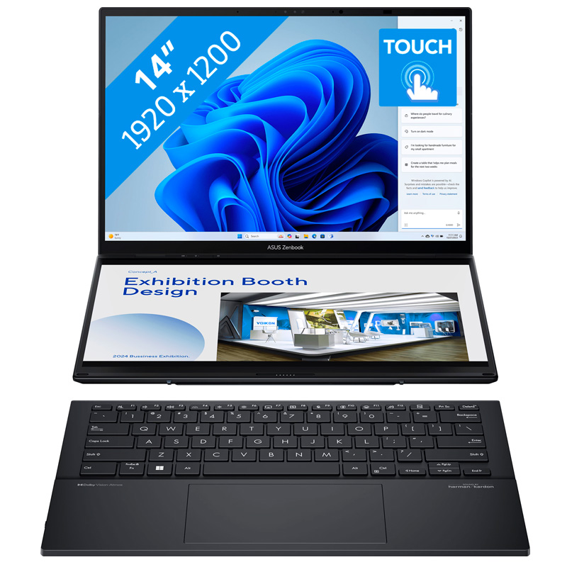 L'ASUS Zenbook DUO OLED UX8406CA-QL038W-BE est un PC portable innovant